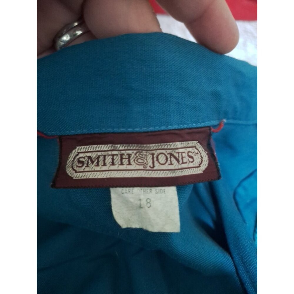 Vintage Womens Smith & Jones Teal Blazer Made In USA Union Made Size 18 - Picture 3 of 6